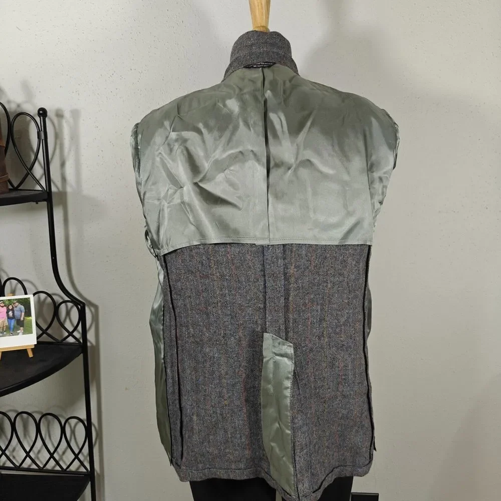 Vtg Hardwick‎ Men's Tweed Sport Coat Blazer Two Button Blue Plaid Wool about 45R